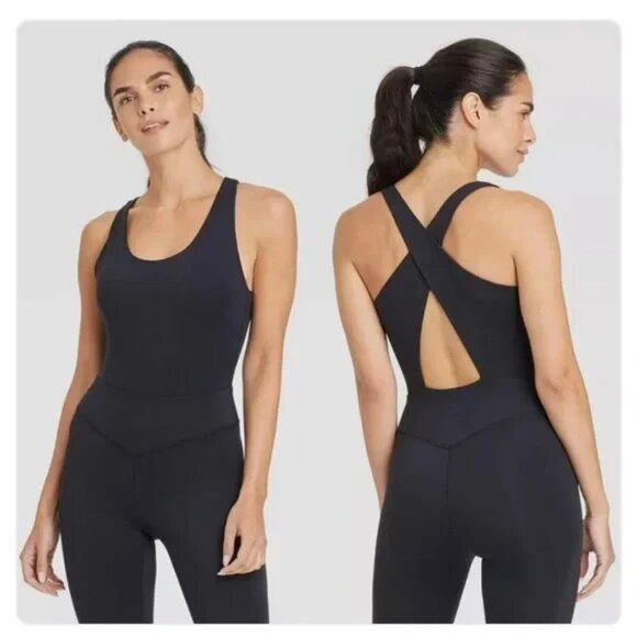 NEW Women's Cross Back Active Bodysuit - JoyLab™ Black Large - Picture 1 of 7